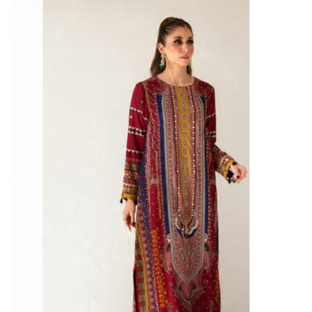 Elegant Red Patterned Wedding Dress kaftan